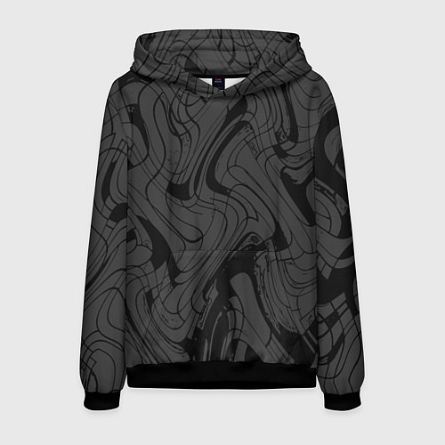 Мужская толстовка Тёмно-серый абстракция лниии / 3D-Черный – фото 1