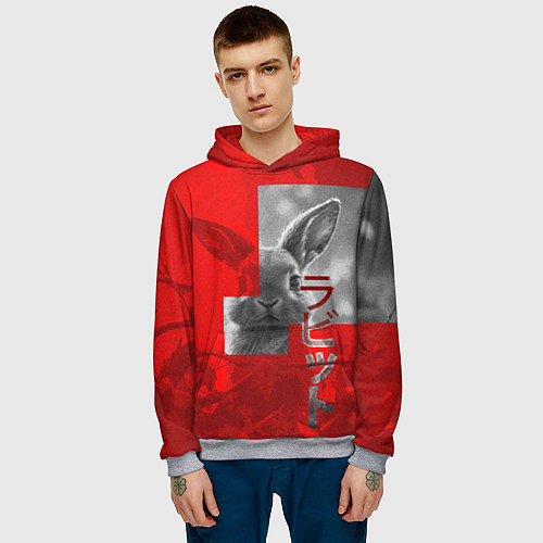Мужская толстовка Бурый резвый кролик / 3D-Меланж – фото 3