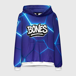 Толстовка-худи мужская Bones белое лого на синих плитах, цвет: 3D-белый