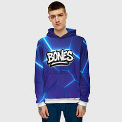 Толстовка-худи мужская Bones белое лого на синих плитах, цвет: 3D-белый — фото 2