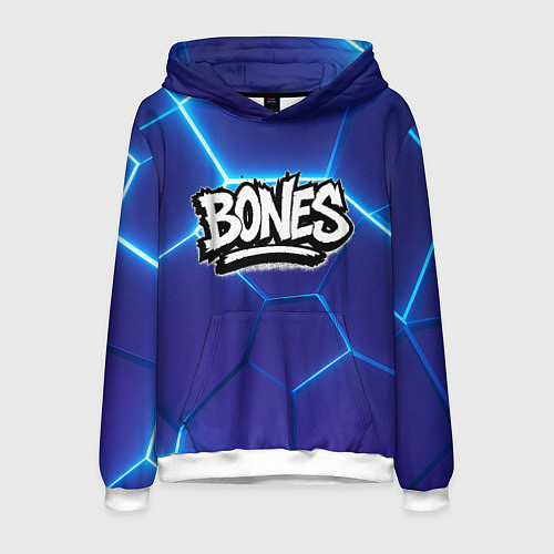 Мужская толстовка Bones белое лого на синих плитах / 3D-Белый – фото 1