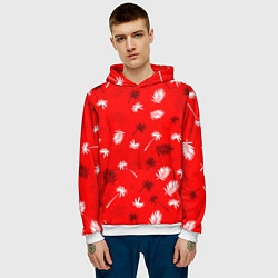 Толстовка-худи мужская Текстура красной гавайской рубашки, цвет: 3D-белый — фото 2