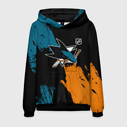 Толстовка-худи мужская Сан Хосе Шаркс - два цвета, цвет: 3D-черный