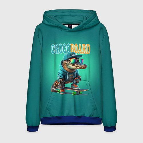 Мужская толстовка Croco cub is a cool skateboarder / 3D-Синий – фото 1