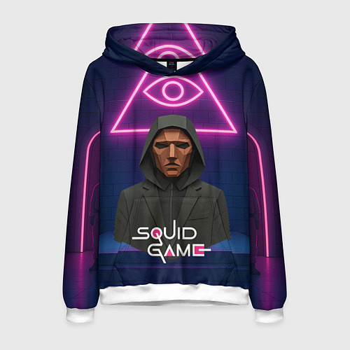 Мужская толстовка Игра в кальмара - ведущий в маске / 3D-Белый – фото 1