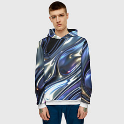Толстовка-худи мужская Серебро жидкий металл, цвет: 3D-белый — фото 2