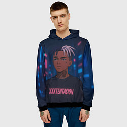 Толстовка-худи мужская XXXTentacion - Неоновый аниме арт, цвет: 3D-черный — фото 2