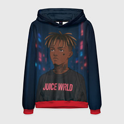 Толстовка-худи мужская Juice WRLD - Неоновый аниме арт, цвет: 3D-красный
