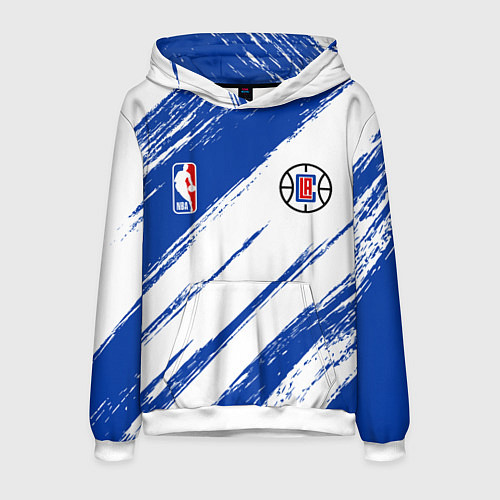 Мужская толстовка Клипперс - синяя краска / 3D-Белый – фото 1