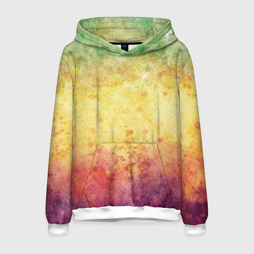 Мужская толстовка Абстракция - layers of green, yellow and red / 3D-Белый – фото 1