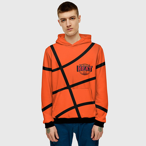 Мужская толстовка Майами Хит - баскетболная разметка / 3D-Черный – фото 3