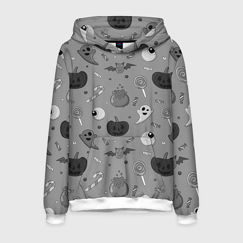 Мужская толстовка Halloween grey / 3D-Белый – фото 1