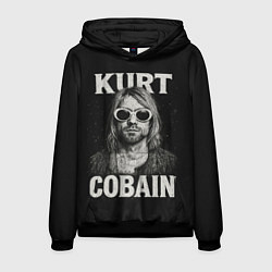 Толстовка-худи мужская Курт Кобейн - гранж-арт, цвет: 3D-черный