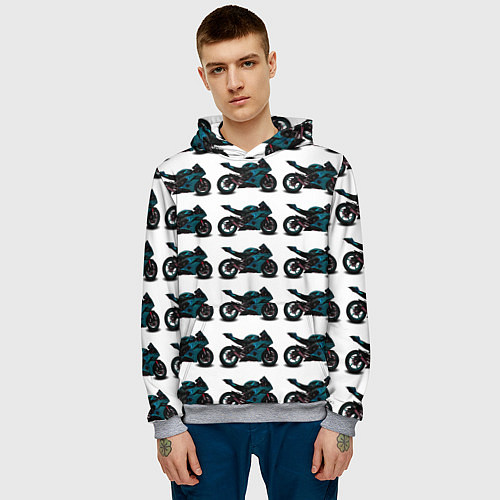 Мужская толстовка Motorbike blue / 3D-Меланж – фото 3