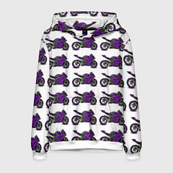 Толстовка-худи мужская Motorcycle purple, цвет: 3D-белый