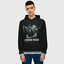 Толстовка-худи мужская Chester Bennington - Angel, цвет: 3D-меланж — фото 2