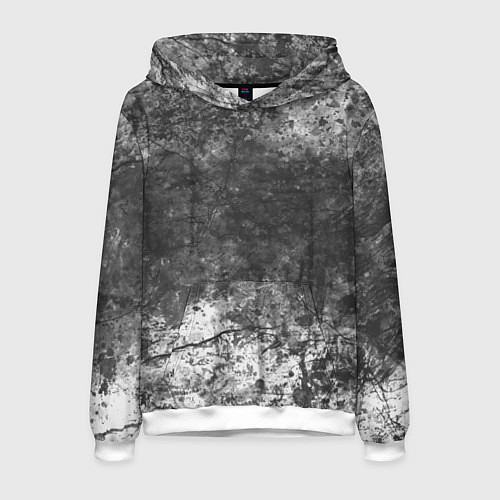 Мужская толстовка Абстракция - grey and white wall with cracks / 3D-Белый – фото 1