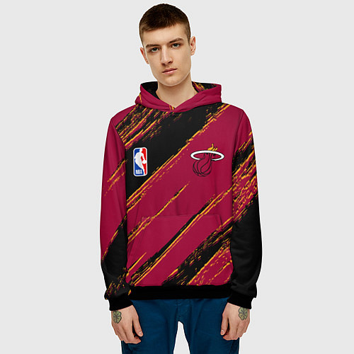 Мужская толстовка Майами Хит - цвета команды / 3D-Черный – фото 3