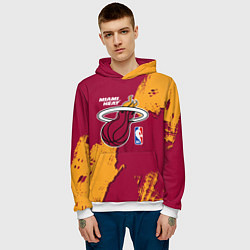 Толстовка-худи мужская Майами Хит - разлитая краска, цвет: 3D-белый — фото 2