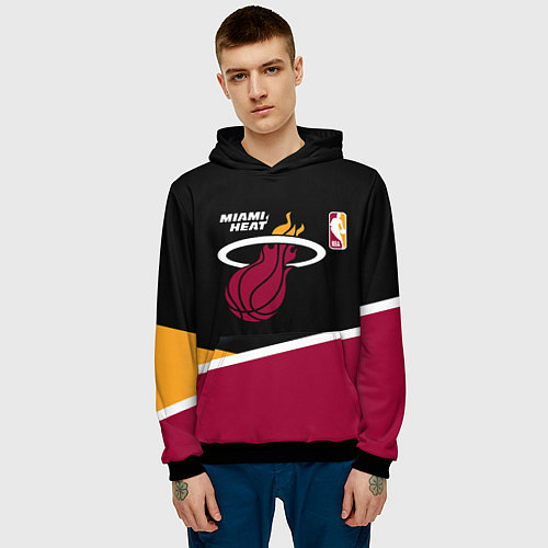 Мужская толстовка Майами Хит - линии / 3D-Черный – фото 3