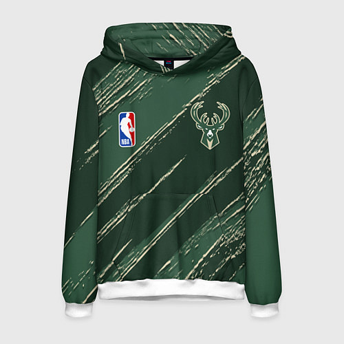 Мужская толстовка Милуоки Бакс - линии с потертостями / 3D-Белый – фото 1