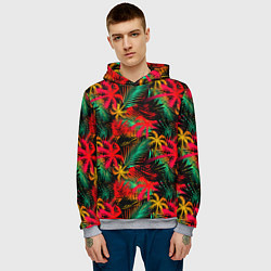 Толстовка-худи мужская Palm yellow red, цвет: 3D-меланж — фото 2