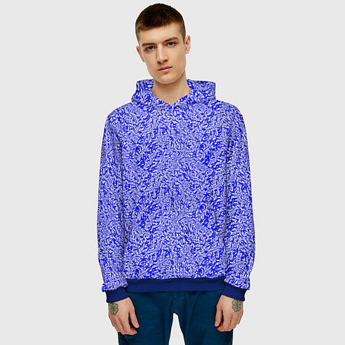 Мужская толстовка Ярко-синий текстура хлопья / 3D-Синий – фото 3
