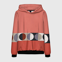 Толстовка-худи мужская Луна Малевича розовый томат, цвет: 3D-черный