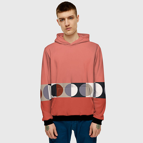 Мужская толстовка Луна Малевича розовый томат / 3D-Черный – фото 3