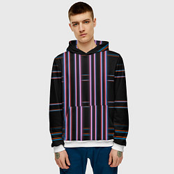 Толстовка-худи мужская Neon red blue black, цвет: 3D-белый — фото 2