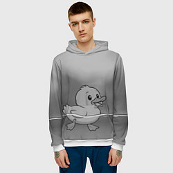 Толстовка-худи мужская Уточка в водоеме, цвет: 3D-белый — фото 2