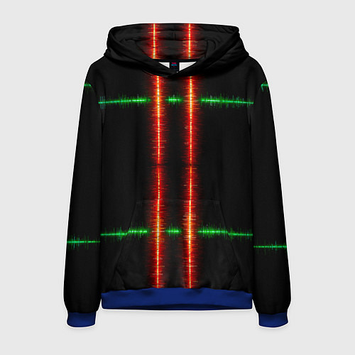 Мужская толстовка Color black green red lines / 3D-Синий – фото 1