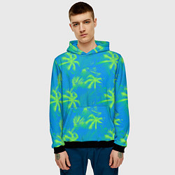 Толстовка-худи мужская Palm light green light blue, цвет: 3D-черный — фото 2