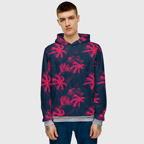 Мужская толстовка Palm pink black / 3D-Меланж – фото 3