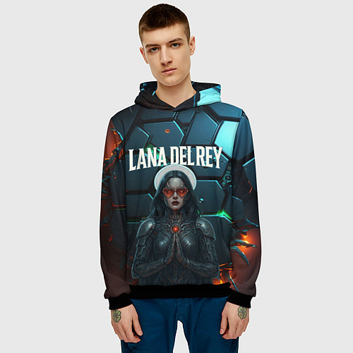 Мужская толстовка Lana Del Rey в стиле киберпанка / 3D-Черный – фото 3