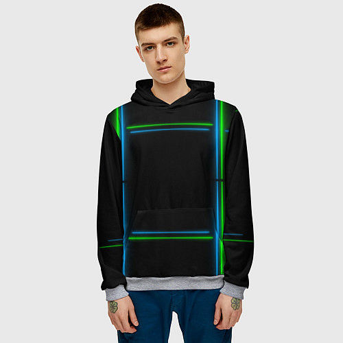 Мужская толстовка Neon green light blue / 3D-Меланж – фото 3