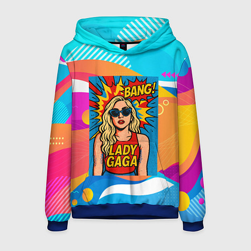 Мужская толстовка Леди Гага в стиле комиксов / 3D-Синий – фото 1
