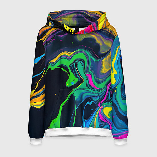 Мужская толстовка Разводы и переливы разноцветной краски / 3D-Белый – фото 1