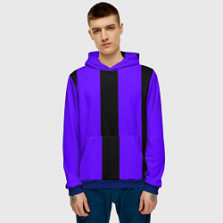 Толстовка-худи мужская Color purple black stripes, цвет: 3D-синий — фото 2