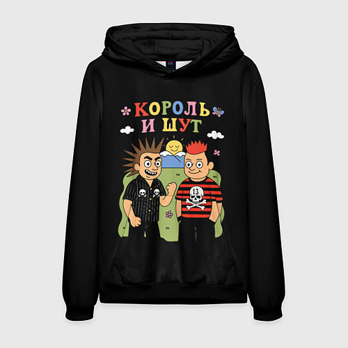Мужская толстовка Король и Шут, мультяшный стиль / 3D-Черный – фото 1