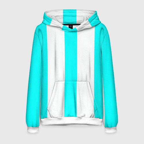 Мужская толстовка Color light blue white lines / 3D-Белый – фото 1