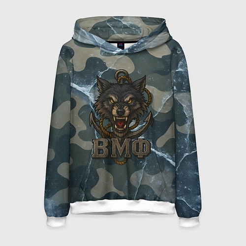 Мужская толстовка ВМФ волк на камуфляже / 3D-Белый – фото 1