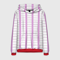 Толстовка-худи мужская Color white cage pink line, цвет: 3D-красный