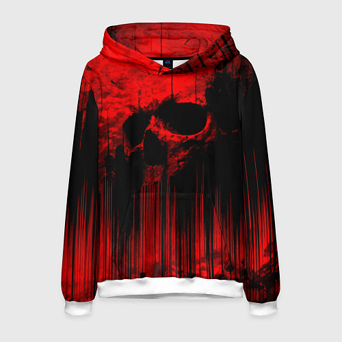 Мужская толстовка Красный череп на фоне абстракции / 3D-Белый – фото 1