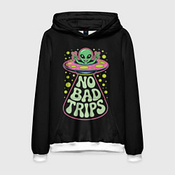 Толстовка-худи мужская Пришелец в летающей тарелке НЛО, цвет: 3D-белый