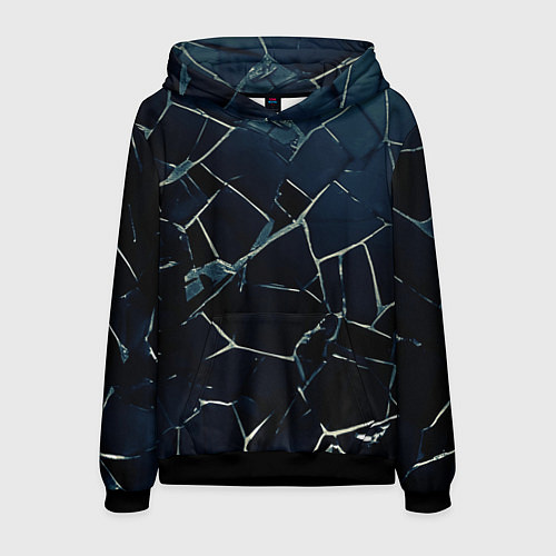 Мужская толстовка Тёмный чёрно-синий битые плиты / 3D-Черный – фото 1