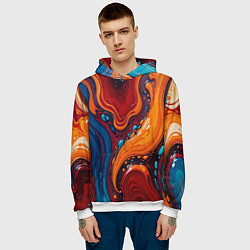 Толстовка-худи мужская Пламя и синева, цвет: 3D-белый — фото 2