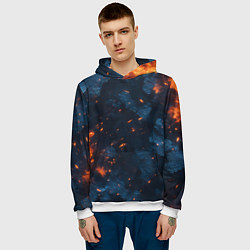 Толстовка-худи мужская Синий камуфляж с искрами, цвет: 3D-белый — фото 2