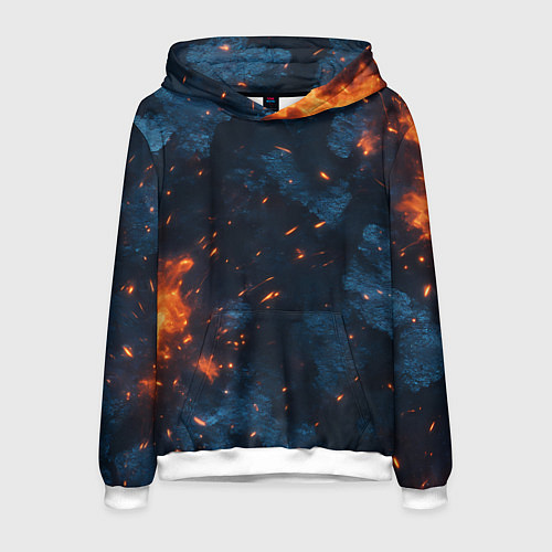 Мужская толстовка Синий камуфляж с искрами / 3D-Белый – фото 1