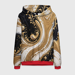 Толстовка-худи мужская Черный агат и жидкое золото, цвет: 3D-красный